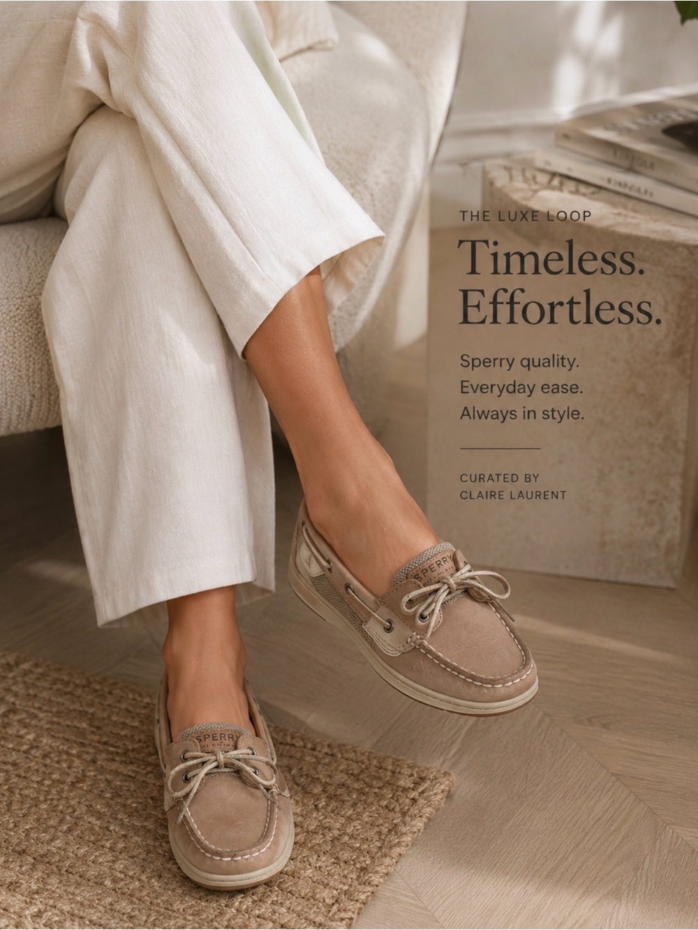Sperry Taupe Suede Moccasins with 360° Lacing